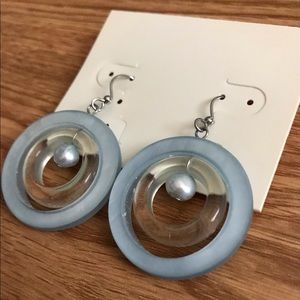 Unique Resin and Faux Pearl Earrings in a Soft Sky Blue, NWOT
